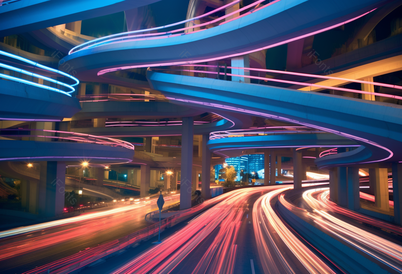 上海高架桥车水马龙延时摄影科技背景电脑壁纸,高清,摄影图,摄影图片,图片大全,摄影图免费下载